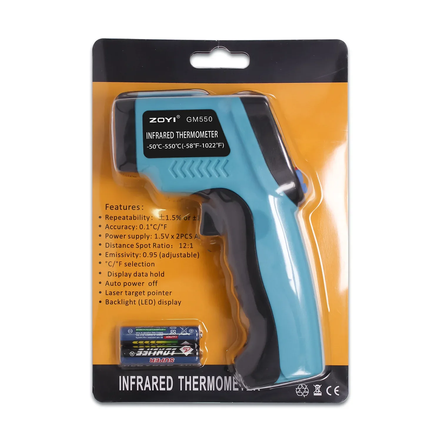 

Инфракрасный термометр ZOYI GM550, промышленный Высокоточный Интеллектуальный Регулируемый контроль температуры масла электрика для обслуживания