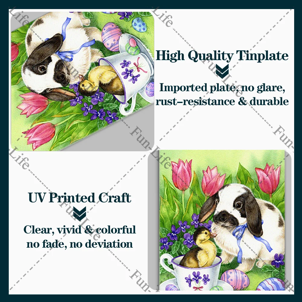 Пасхальный винтажный оловянный плакат кролик рекламные стены напоминание