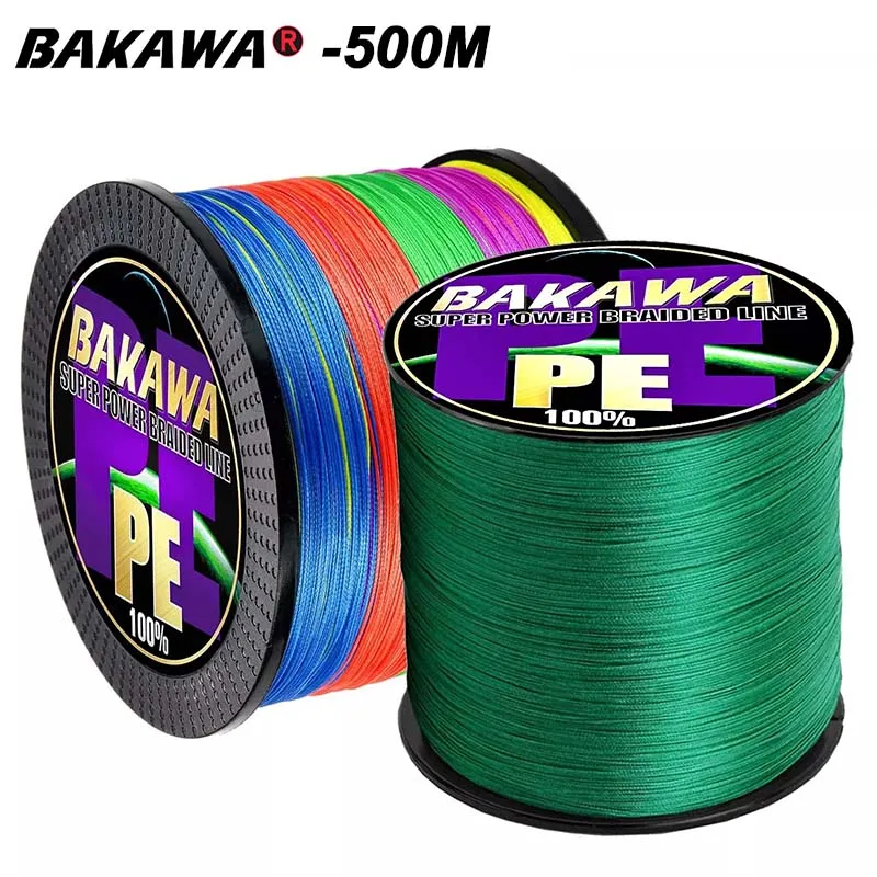 

BAKAWA X4 Braided Fishing Line 500M 100M PE Wire 4 Strands Multifilament Multicolor Saltwater Fly Carp Tackle 10-85LB Pesca