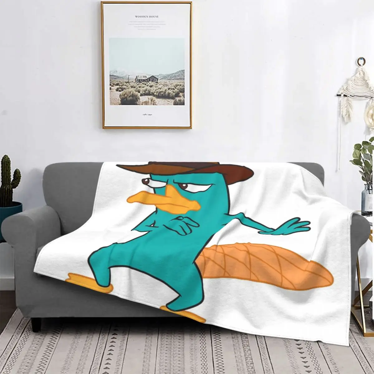 

Одеяло с принтом "Перри платипус", покрывало для кровати, для двуспальной кровати на кровати, декоративное покрывало для дивана