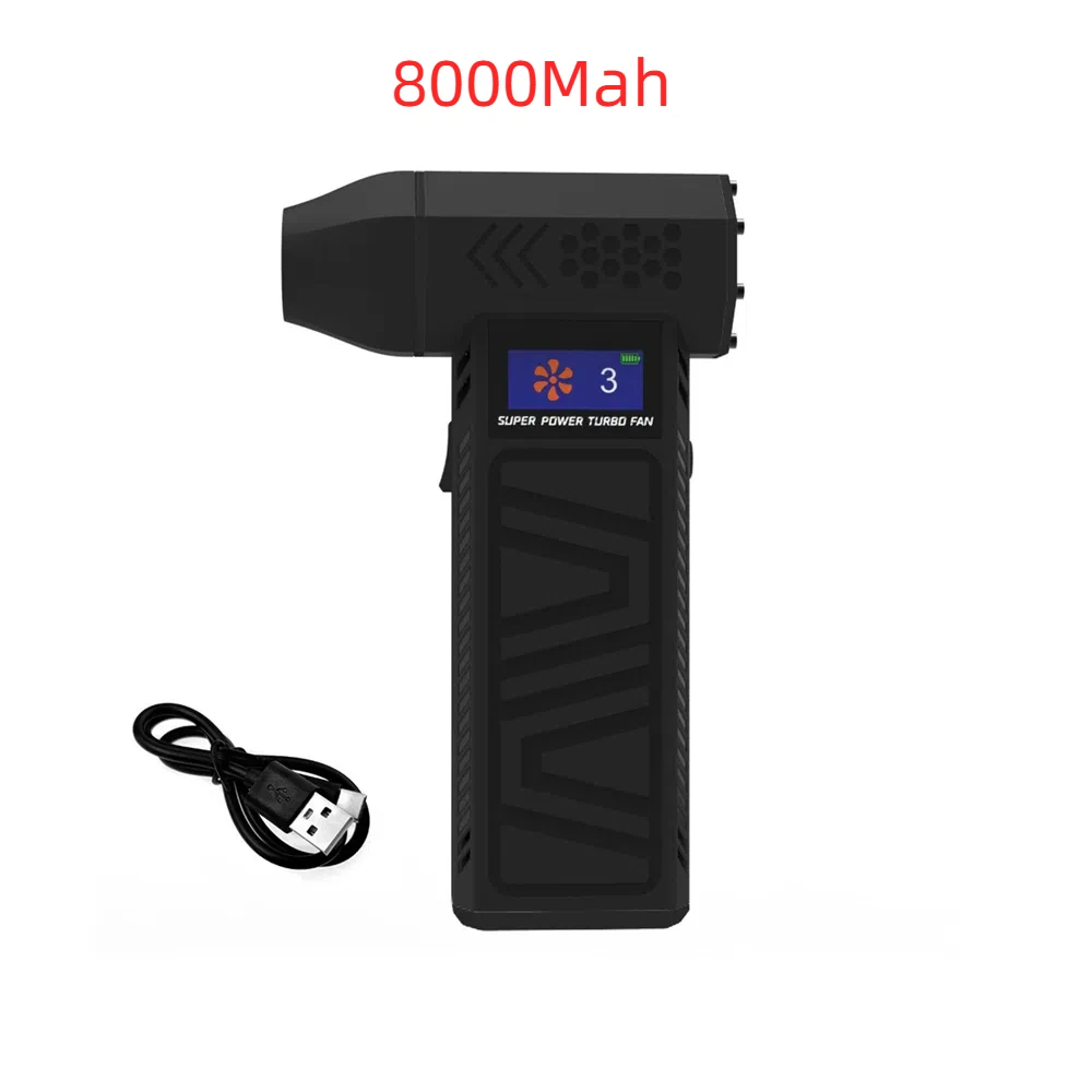 Мини-турбореактивный вентилятор Высокоскоростной бесщеточный турбореактивный вентилятор 3-скоростной сильный режим 52 м/с/40 м/с Максимальная скорость ветра Type-C Быстрая зарядка