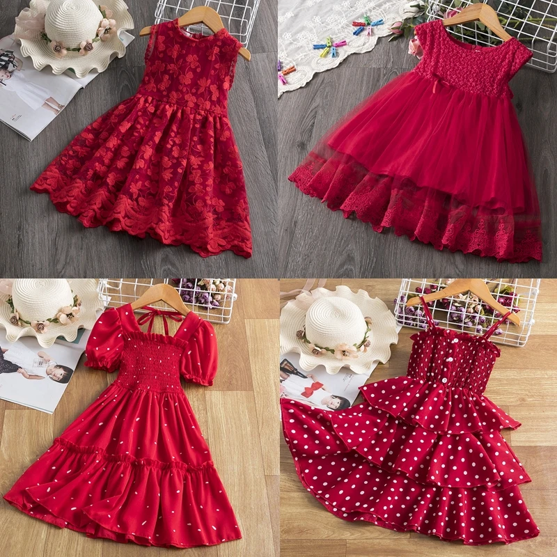 

Children Clothes Girl Christmas Lace Dress Girls Summer Xmas Evening Dress 3 6 8 Yrs Kid Sundress for Christmas Party Costumes