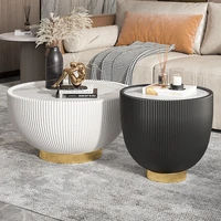 italian modern minimalist light luxury coffee table round creative slate living room leather art combination size bowl tea table
