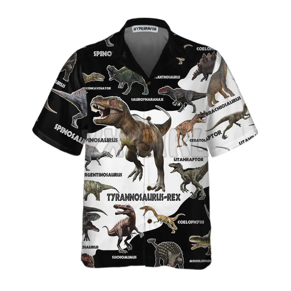 Dinosaurs Footprints Seamless Pattern 3D All Over Printed Hawaiian Shirt Men's For Women's Harajuku Casual Shirt Unisex