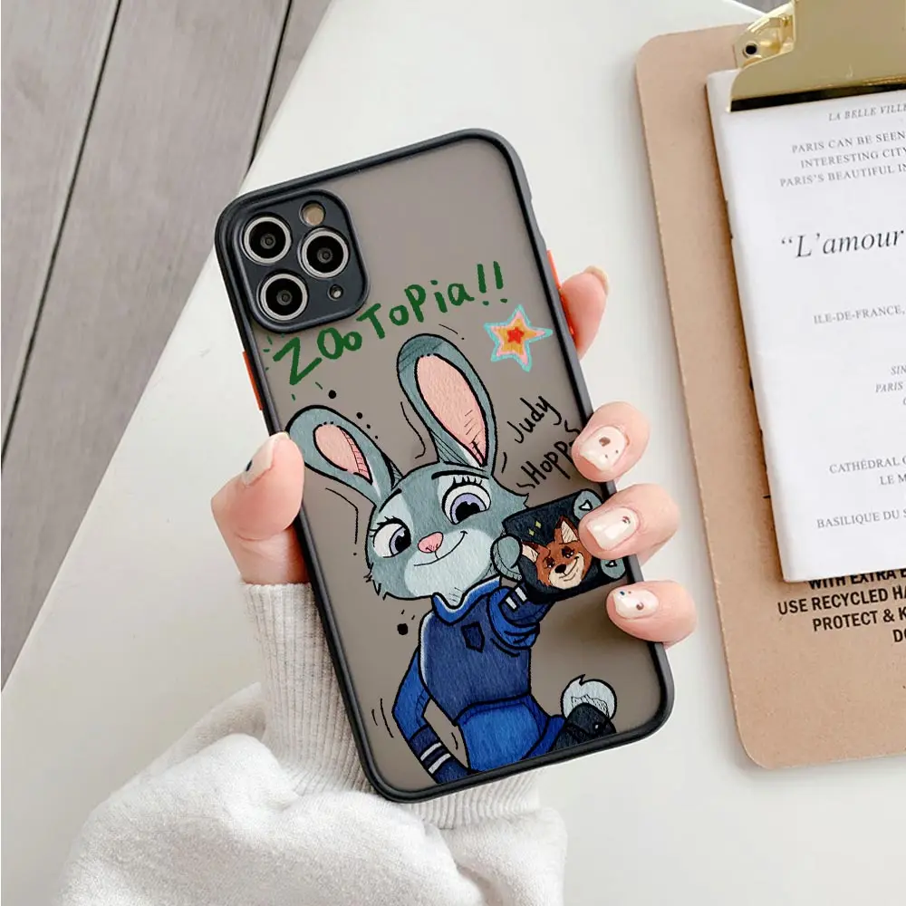 Матовый полупрозрачный чехол Disney Nick Judy для iPhone 17E 17 16 16E 15 14 13 12 11 Pro Max 17 Air 7 8 Plus XR XS, противоударный (art.: 3920da89f9cbc) - 3920da89f9cbc