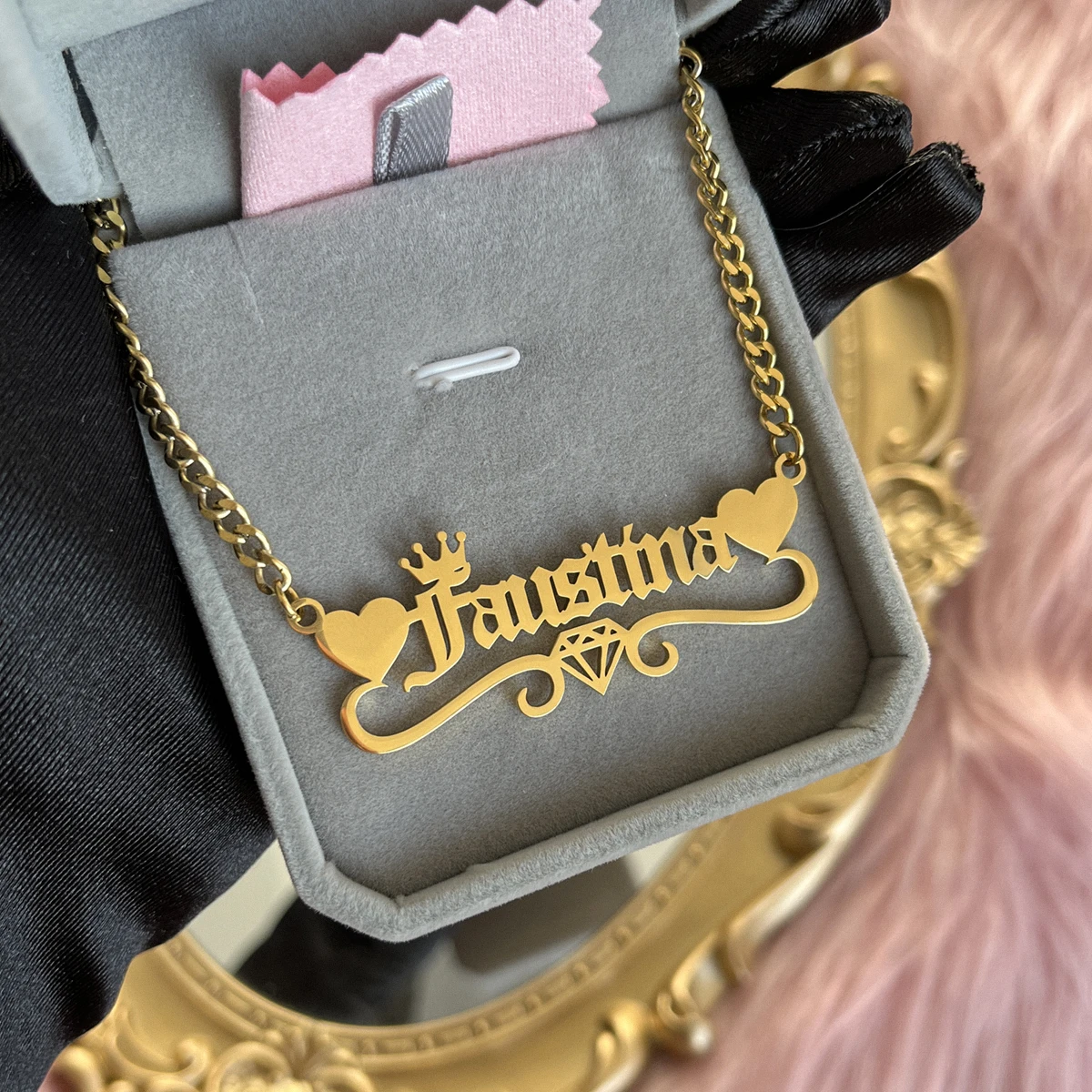 Ожерелье с именем сердца из нержавеющей стали на заказ Старое Английское