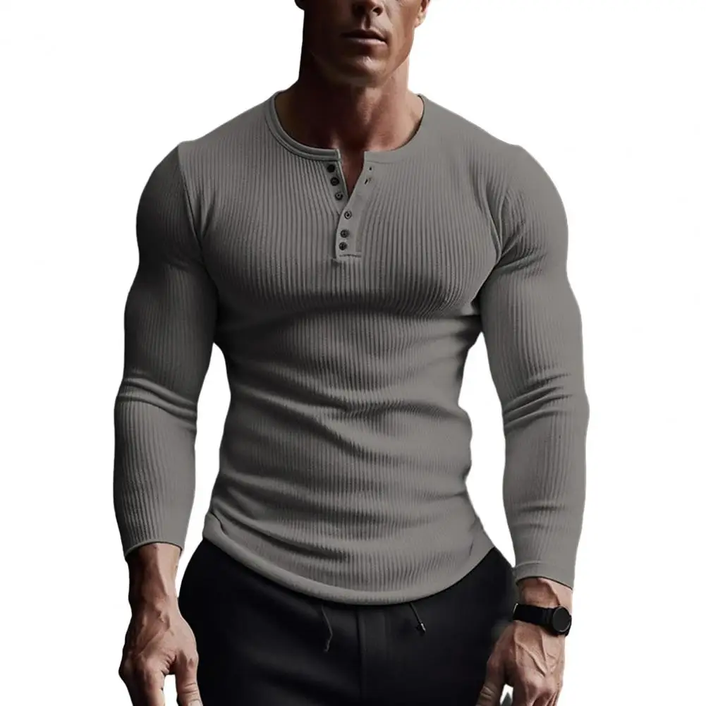 

Футболка мужская из полиэстера, Повседневная Базовая рубашка с длинным рукавом, с круглым вырезом, осень-весна