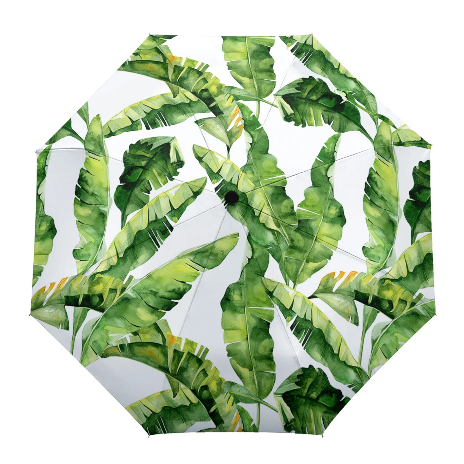 

Banana Tropical Plant Leaves Print Women Men Rain Umbrella Three Folding Girl Durable Portable Automatic Umbrellas Gift Parasol