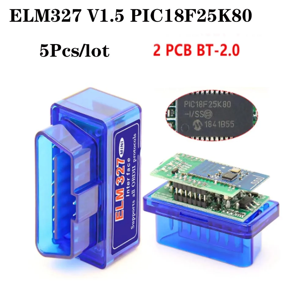 5 шт. Супер Мини ELM327 v1.5 с PIC18F25K80 OBD2 сканер BT-беспроводной адаптер OBDII CAN для Android Torque Windows для ATAL/ATPPS