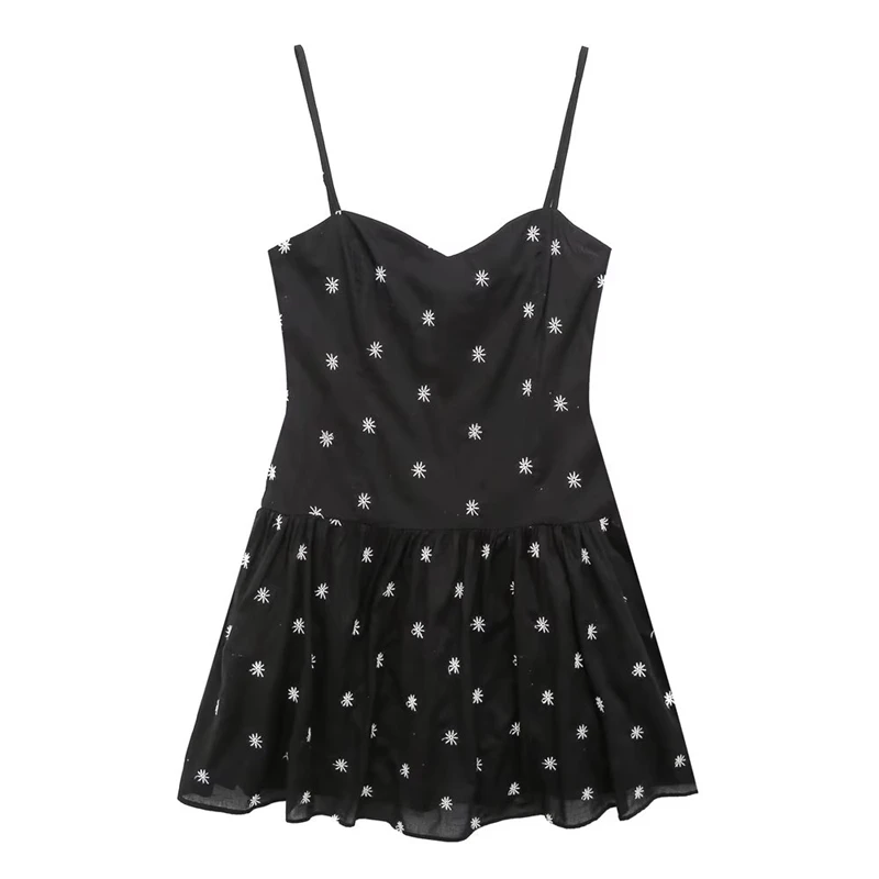 

Летняя Новинка, короткие юбки с V-образным вырезом и вышивкой, свободное приталенное платье на бретельках с рисунком маргариток