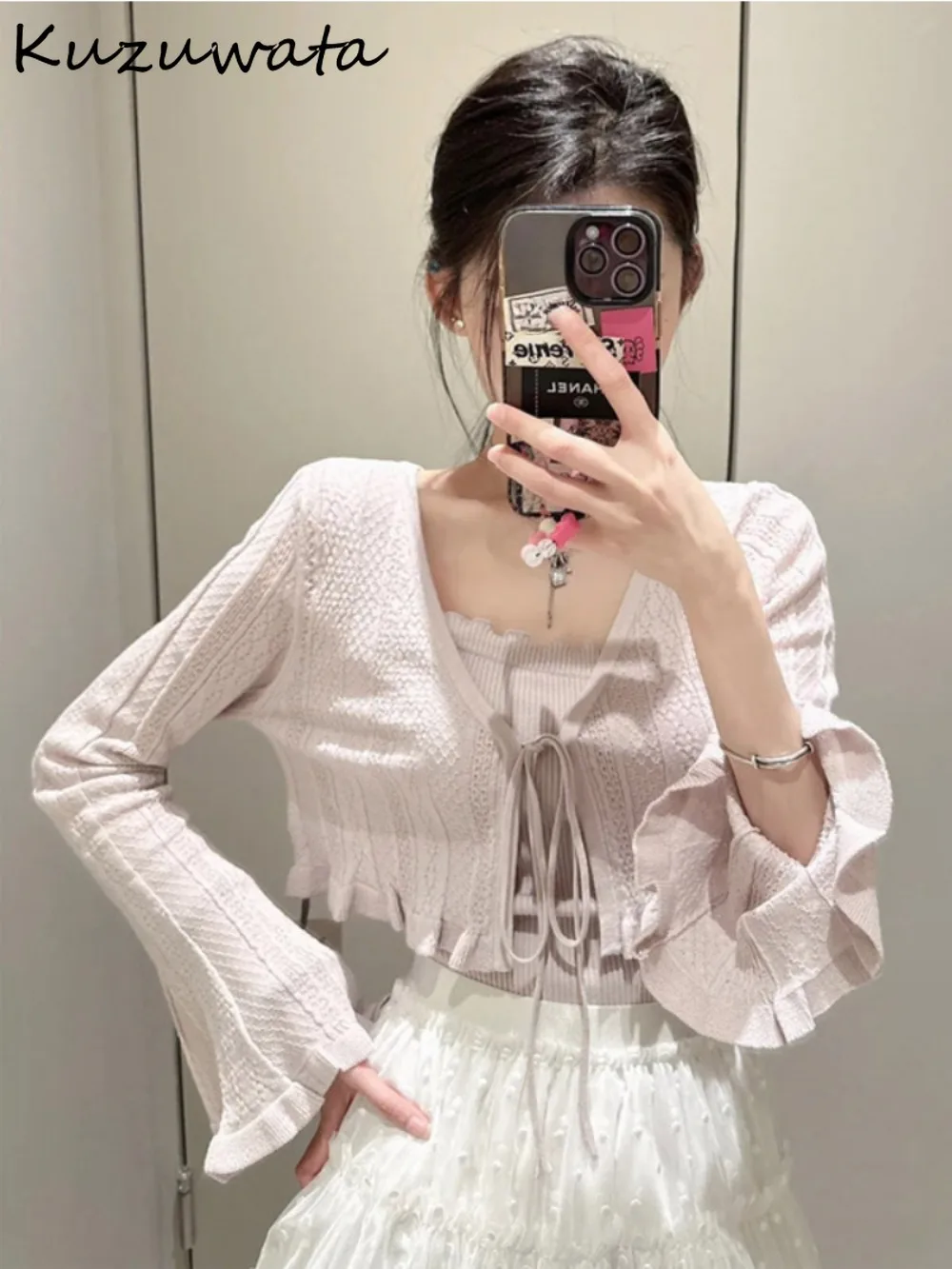 Кардиган Kuzuwata на бретельках с V-образным вырезом и расклешенными рукавами