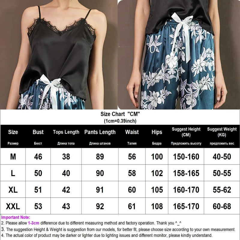 Ice Silk Pajamas Sets for Woman Home Clothe Nightwear Luxury Fashion Floral Print Sexy Sleepwear Leisure Satin Pyjama Sleep Suit