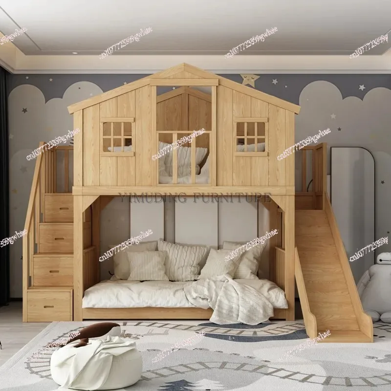 Детская двухъярусная кровать из массива дерева верхняя и нижняя высокий низкий