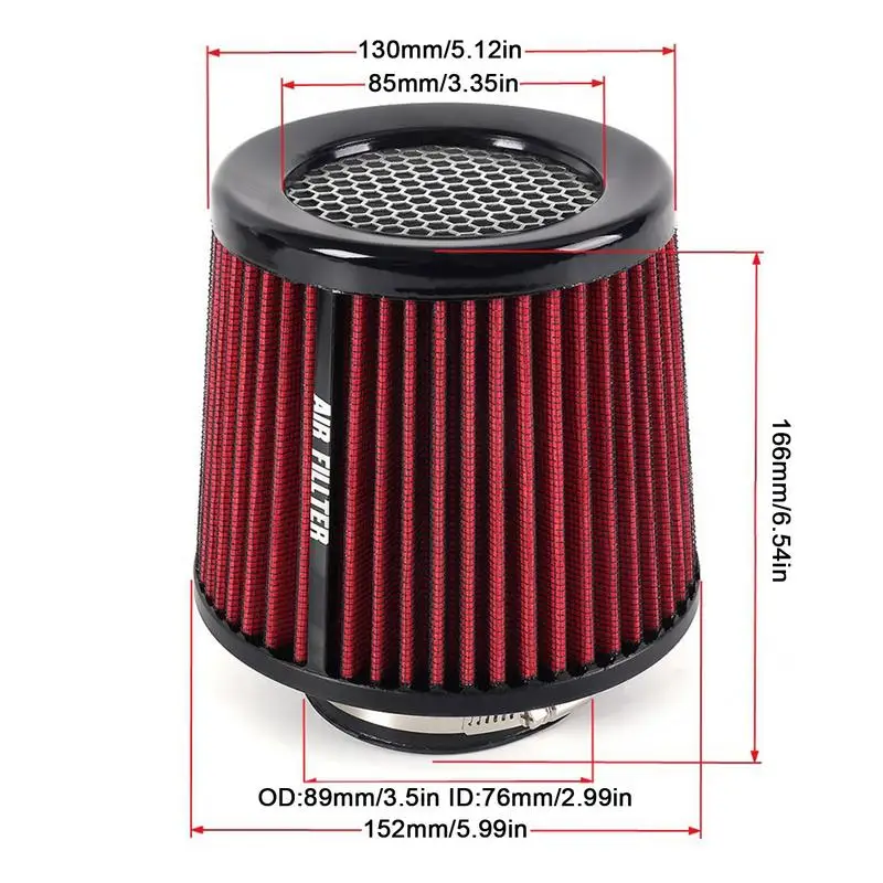 Автомобильный воздушный фильтр сменный 76 мм с высоким потоком высокоэффективный
