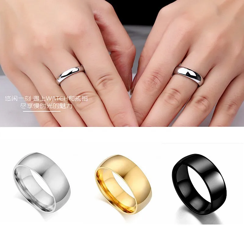 

Korean Jewelry 4 6 8mm Arc Smooth Plain Ring Stainless Steel Couple Ring Europe and America Men's Titanium Steel Ring Ring