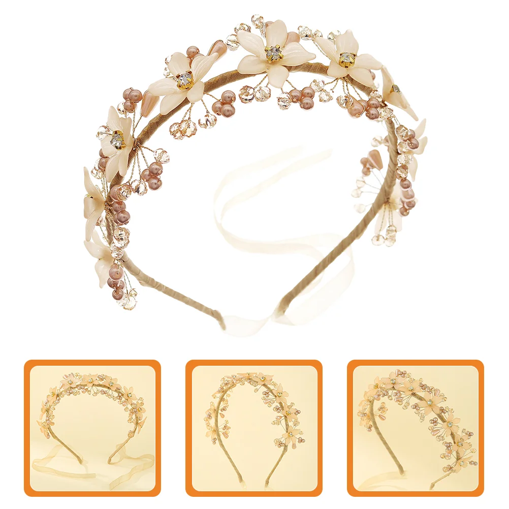 

Headband Headpiece Bridal Wedding Headdress Flower Hair Bride Rhinestone Girl Pearl Crystal Accessories Beaded Shiny Decorative