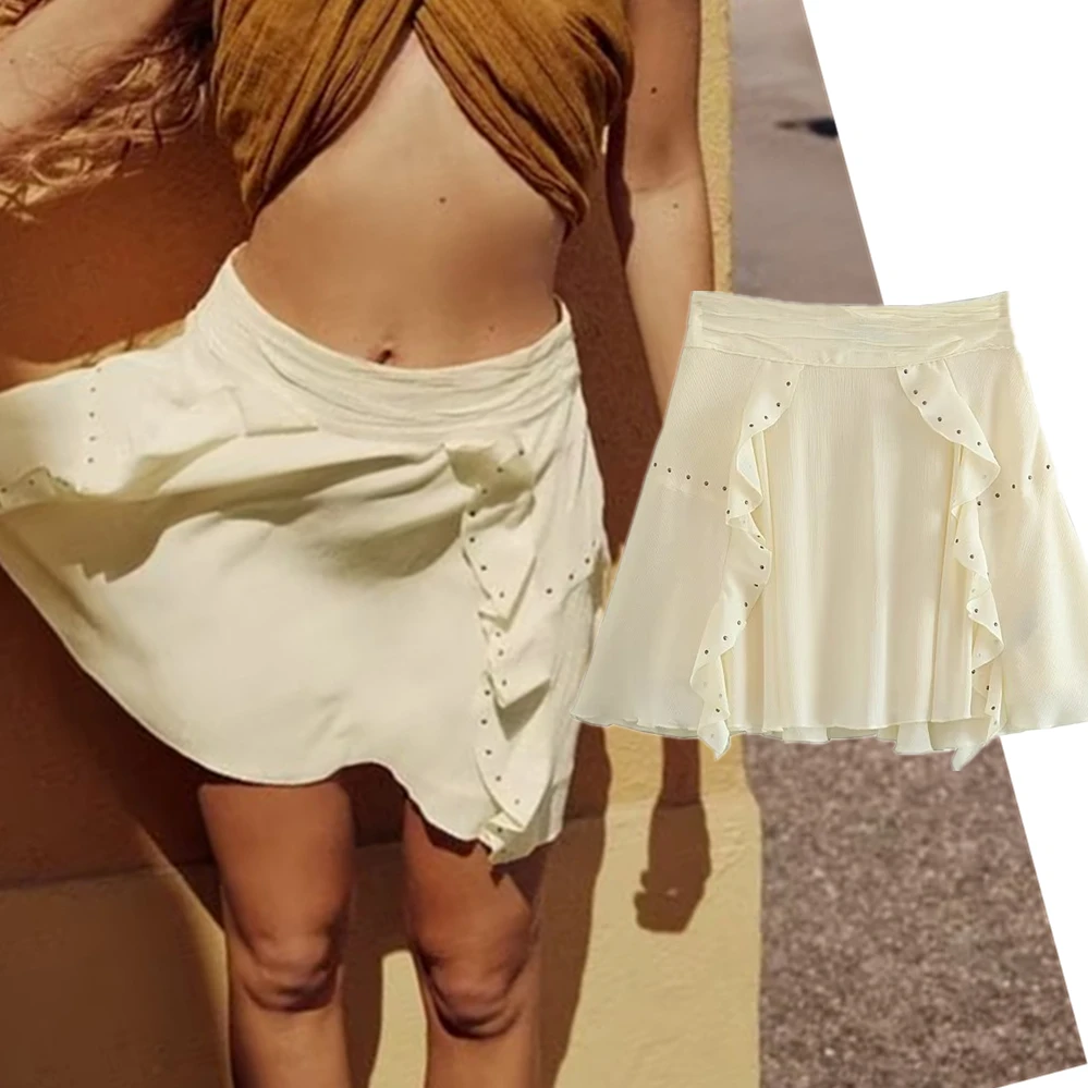 

Elmsk французская мода, женские трапециевидные юбки, элегантная мини-юбка с оборками в несколько рядов