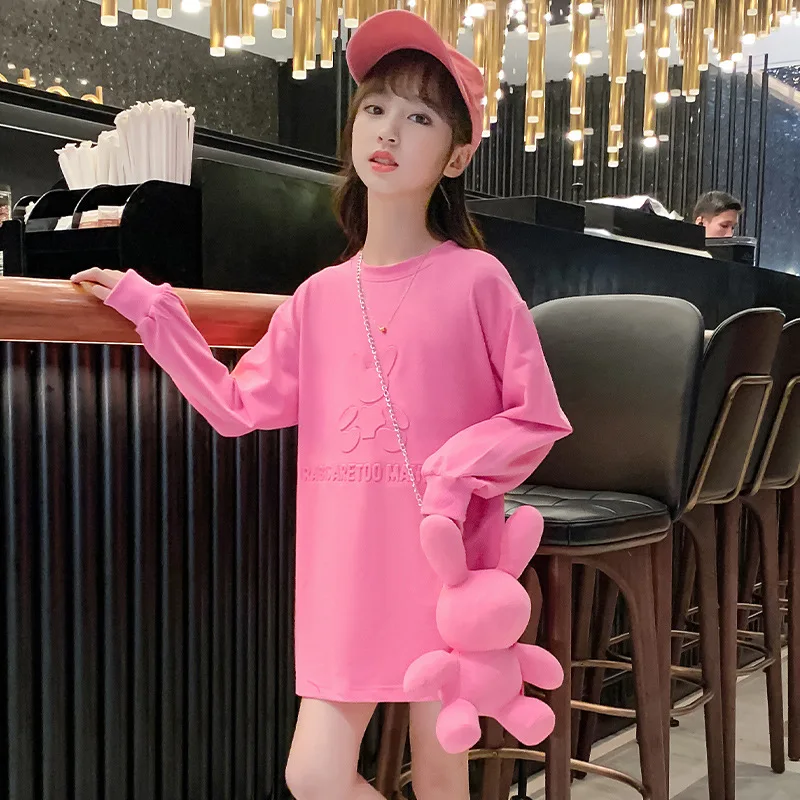 Платья-футболки для девочек летняя Новинка длинная футболка с коротким рукавом