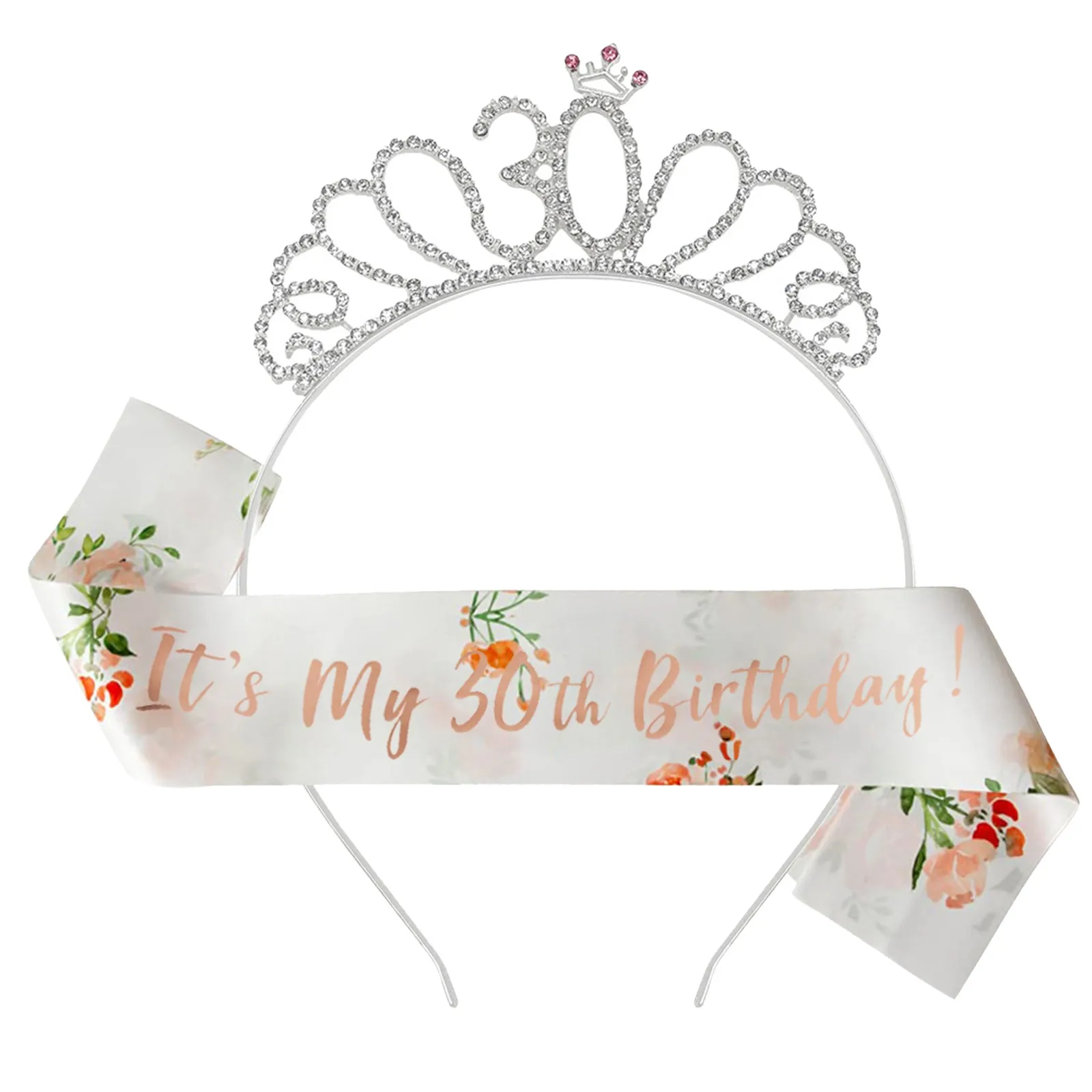 

Birthday Suit Crown Hoop Etiquette Band Printed Strap Girls Birthday Decorations Birthday Party Numbers Headband Strap Set