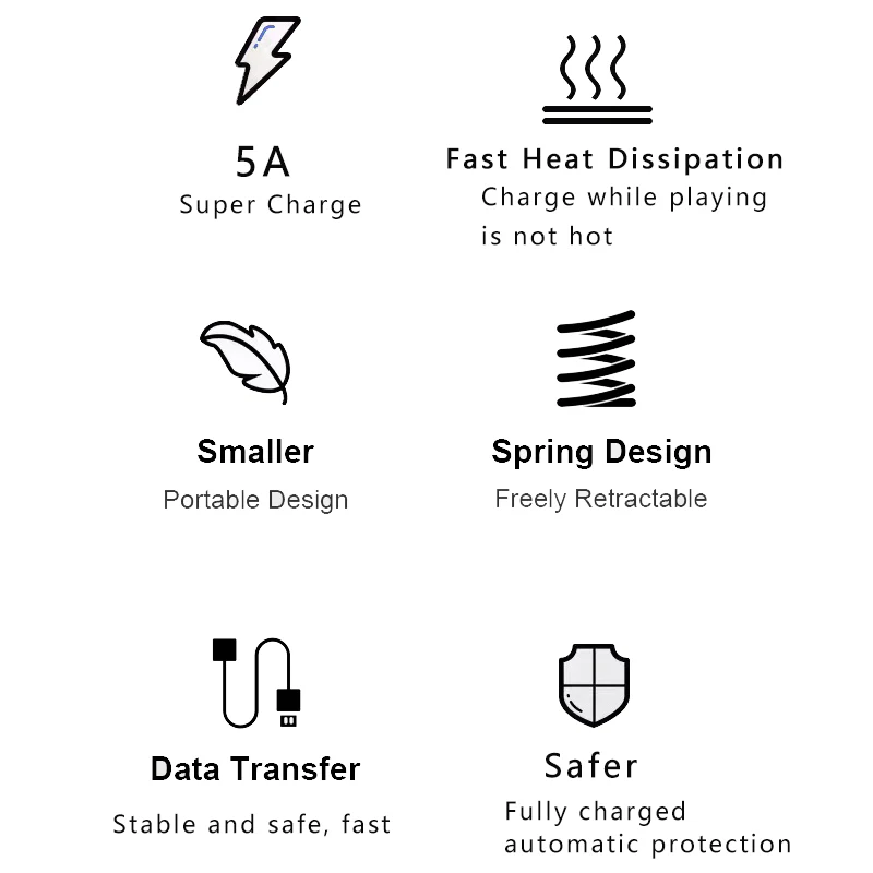 Зарядный кабель USB Type-C 5 А с пружиной |