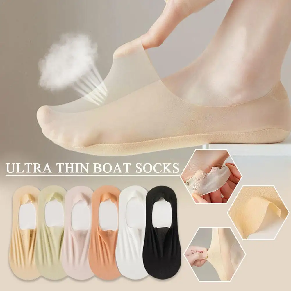 

Invisible Silicone Anti-slip No Show Socks Summer Ultra-thin Boat Sock Breathable Cut Ice Slippers Silk Color Socks