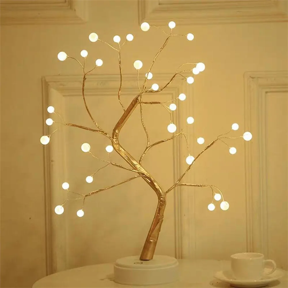LED USB Tree Lights Decoration Night Lamp Christmas Tree Table Lamp For Home Decor Garland Ornaments Holiday Decorative Lighting