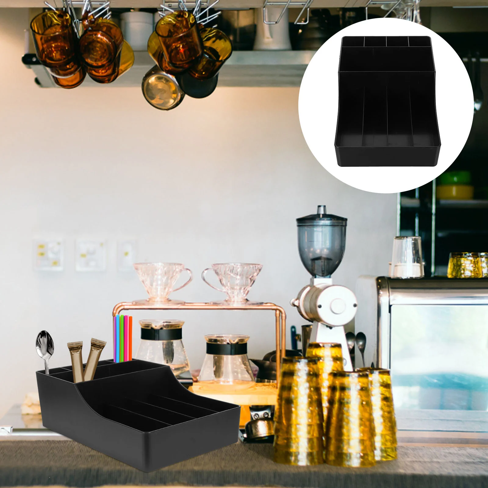 

Coffee Bar Straws Holder Napkin Holder Coffee Station Box PP Coffee Bar Accessories Organizer