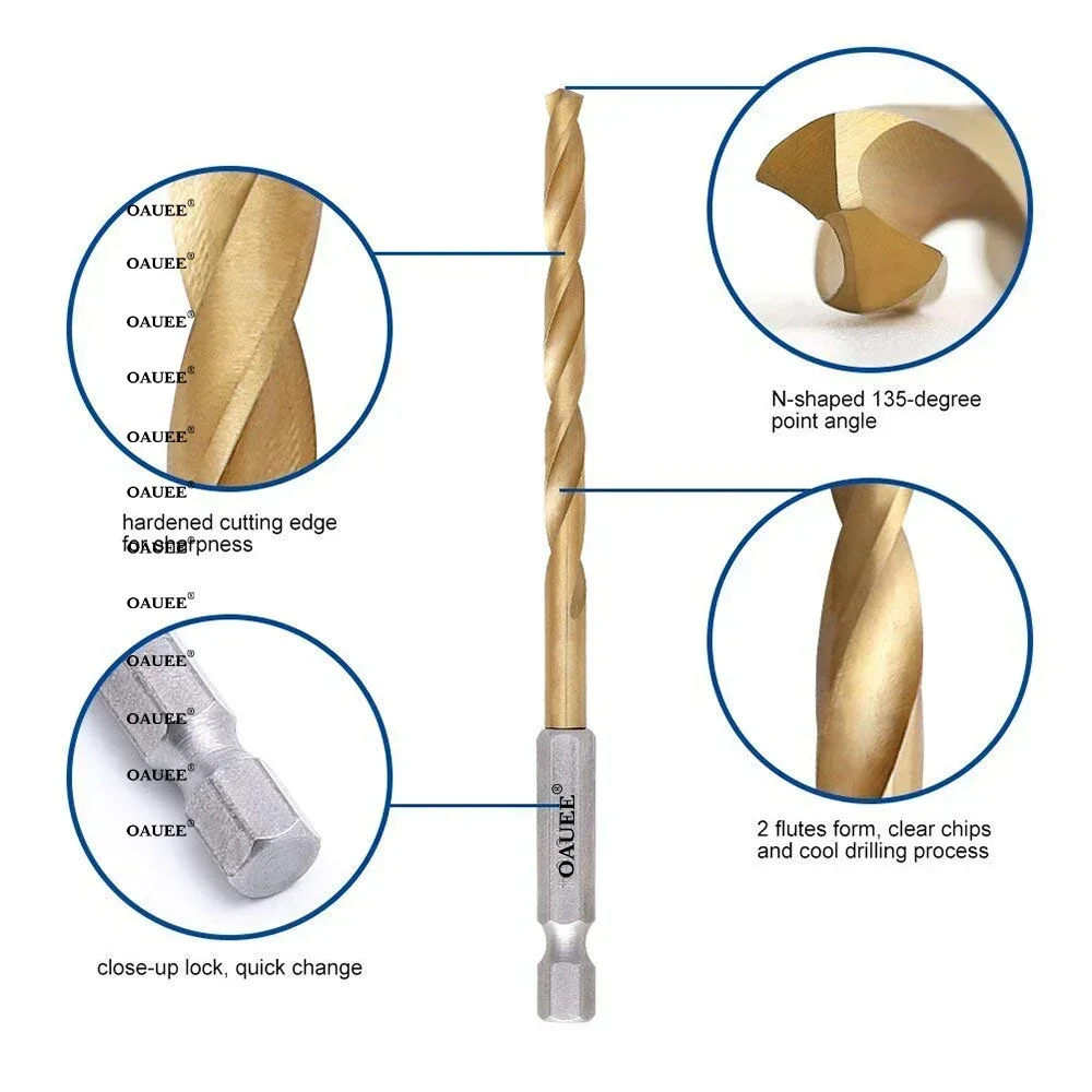 1/4 шестигранный хвостовик HSS высокоскоростная сталь набор сверл с титановым