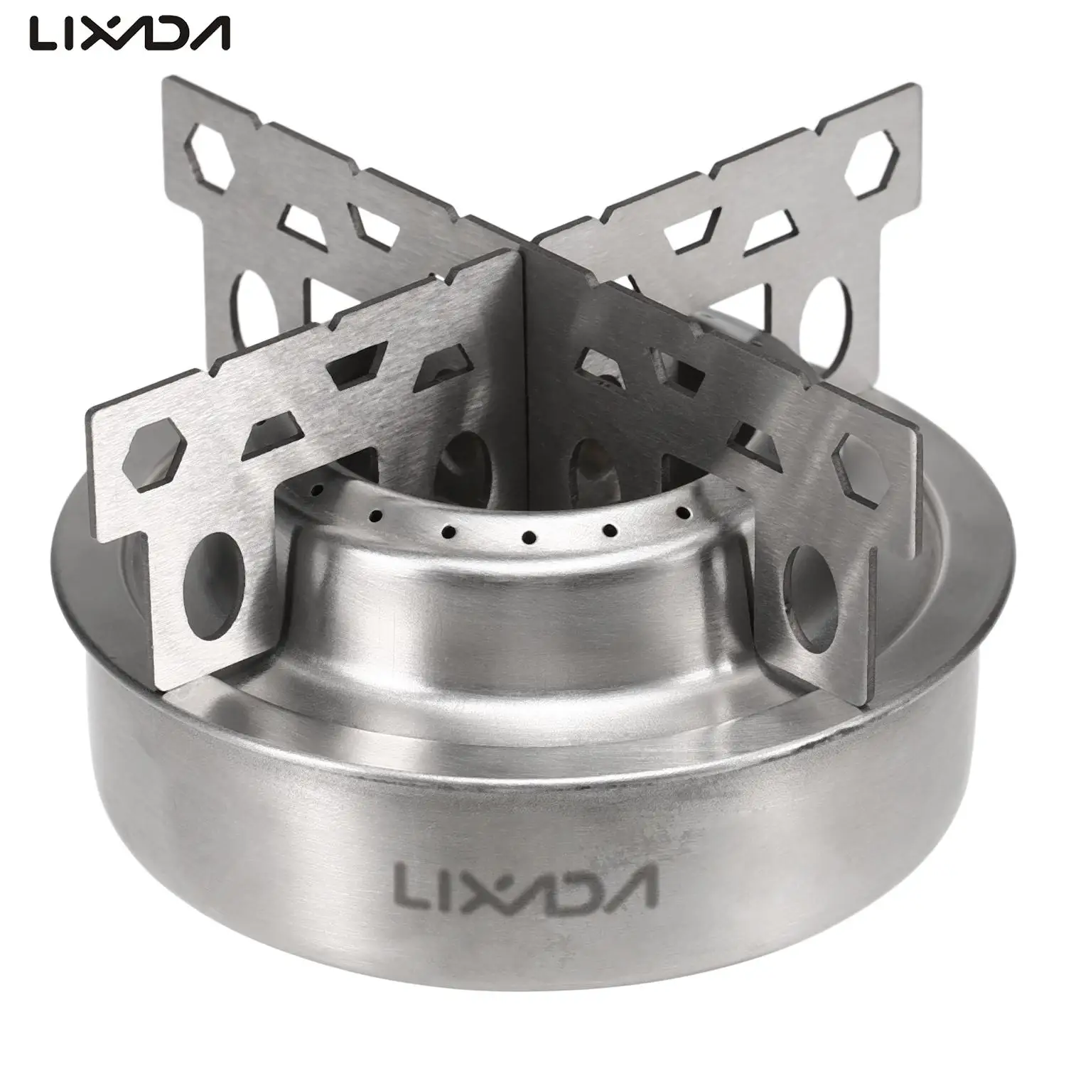 

Lixada Outdoor Mini Alcohol Stove Titanium/Stainless Steel Camping Furnace with Cross Stand Stove Rack Picnic Pocket Stove