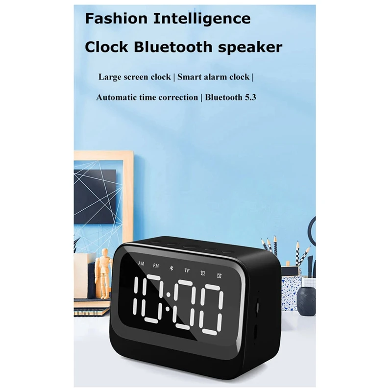 Мини-часы Bluetooth-динамик портативный двойной будильник звуковая панель