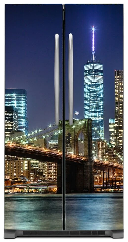 

3D New York City Bridge Wholesale Art SelfAdhesive Refrigerator Sticker Fridge Door Cover Wallpaper 60x150cm 60x180cm 100x180cm