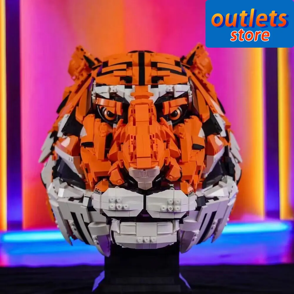 

103000 Creative Expert Ideas Zodiac Signs Tiger Head King of Beasts Moc Assembly Building Blocks Bricks Model Boys Toys 3000+PCS