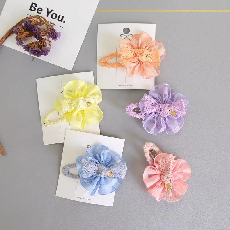 

10Pcs/Lot Children Cute Beautiful Lace Flowers BB Clip Headwear Sweet Girl Princess Fashion Hairpins Kids Hair Accessories