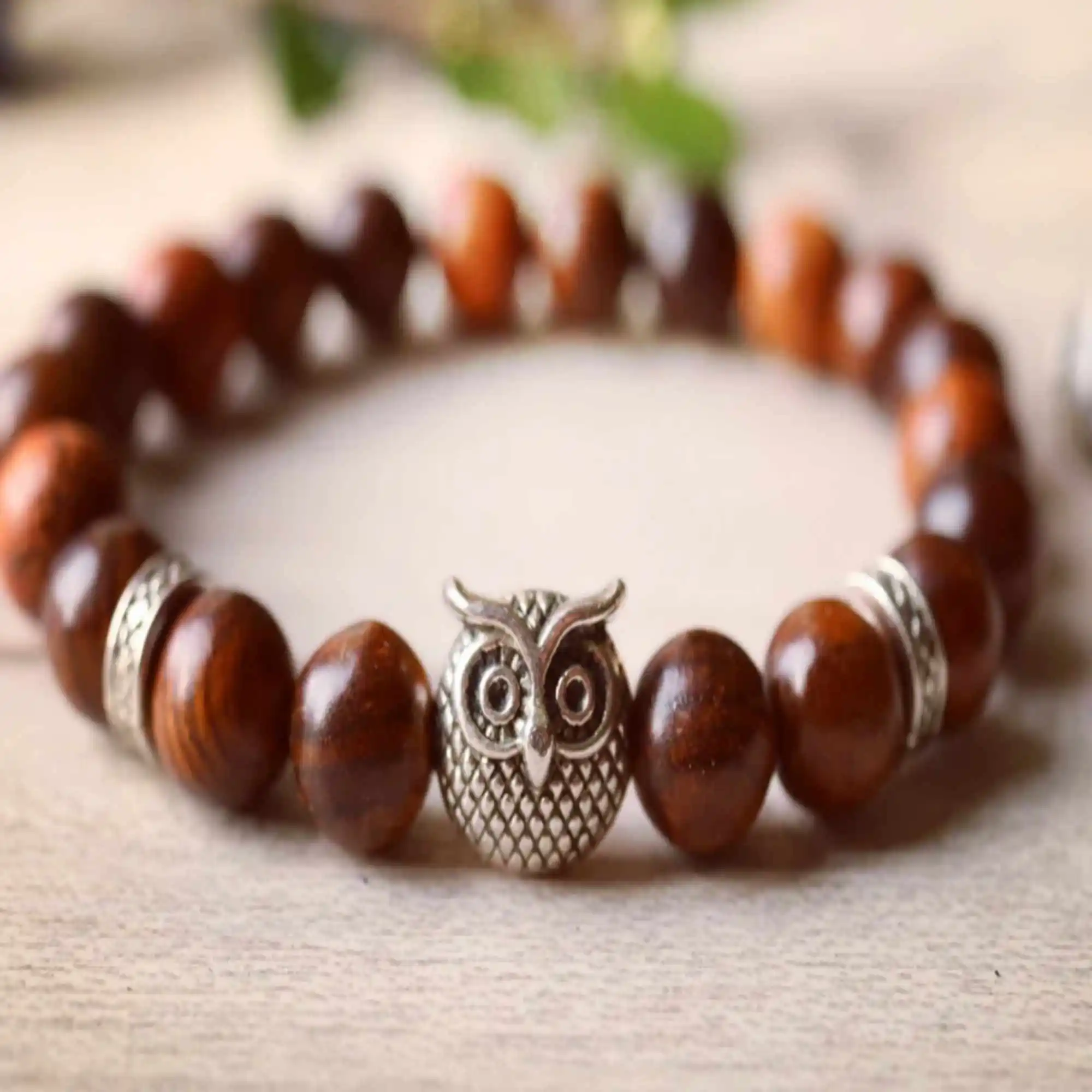 

Браслет из натурального греческого Афины и розового дерева, 8 мм