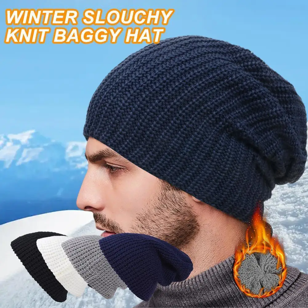 

Men Women Warm Oversize Beanie Knitted Cap Winter Slouchy Hat Baggy Baggy Winter Knit Cap Hat / Hop Warm Hip Unisex I9I5
