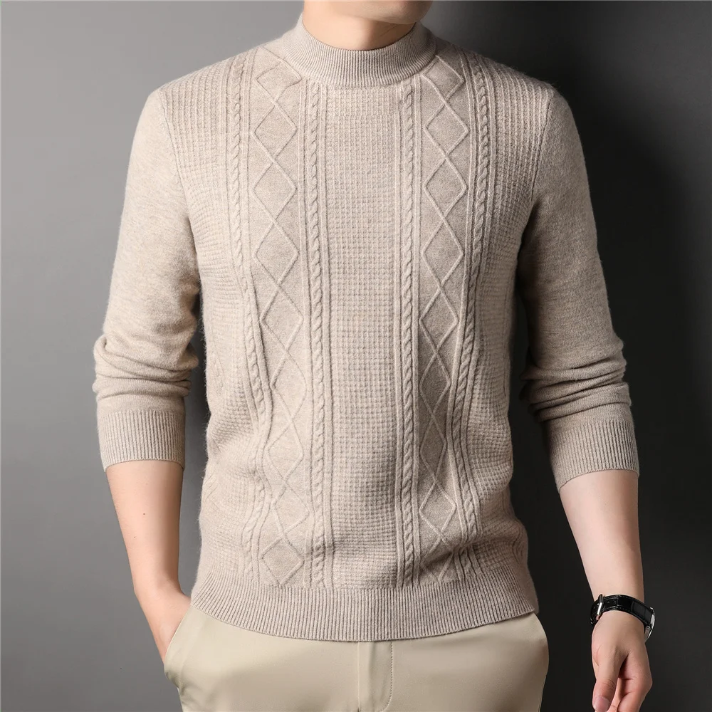

Neck Mock Knitted Sweater Men Clothing Autumn Winter New Arrivals Fashion Thick Warm Turtleneck Pullover Jumper Z1092