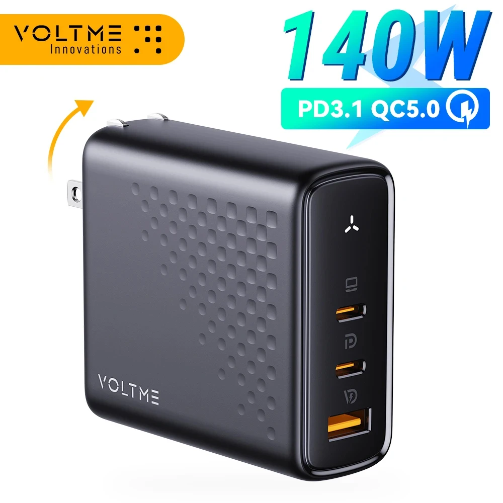 VOLTME GaN Charger 140W USB Type C PD3.1 Fast Charge For Macbook pro 16″ Quick Charge 5.0 Phone Charger For iPhone Xiaomi Tablet