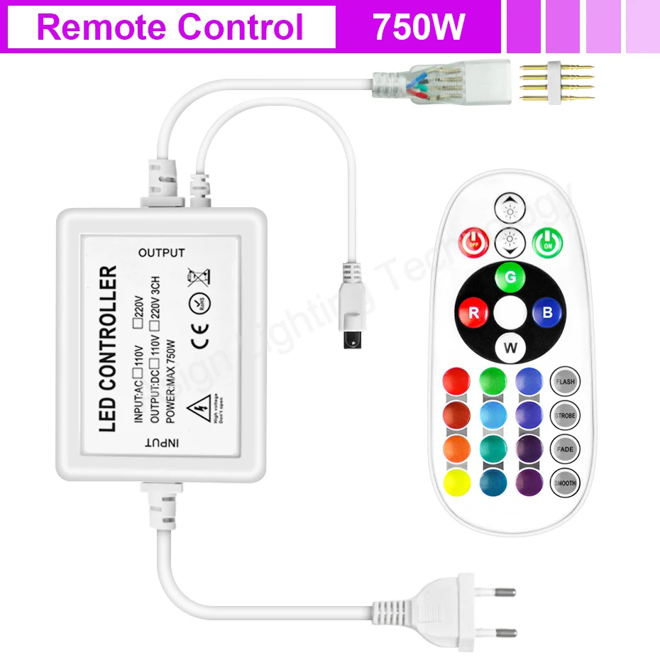 

Remote/Bluetooh/Tuya WiFi RGB Controller AC 220V 750W 1500W APP Music Control For 4 Pin RGB LED Neon Strip Light