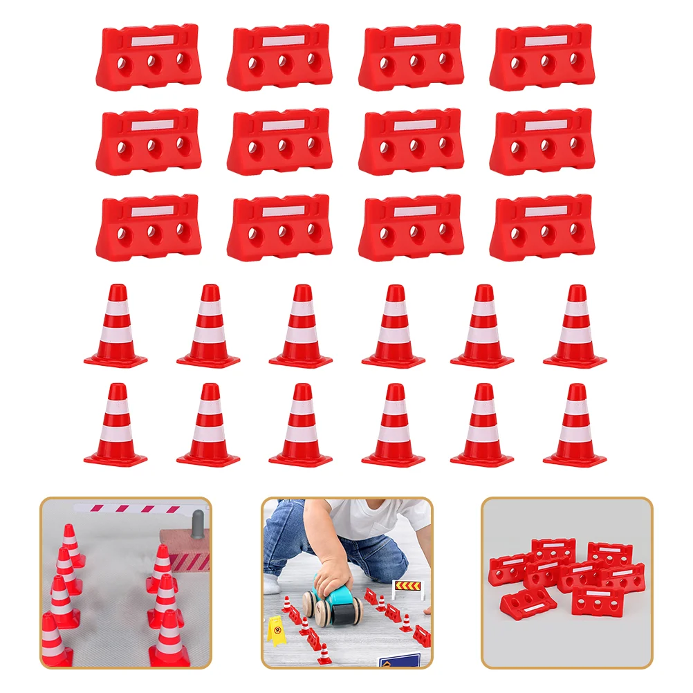

24Pcs Road Parking Cone Dand Roadblock Toys Traffic Road Signs Playset Safety Road Cone Roadblocks Toys Road Signs for Kids