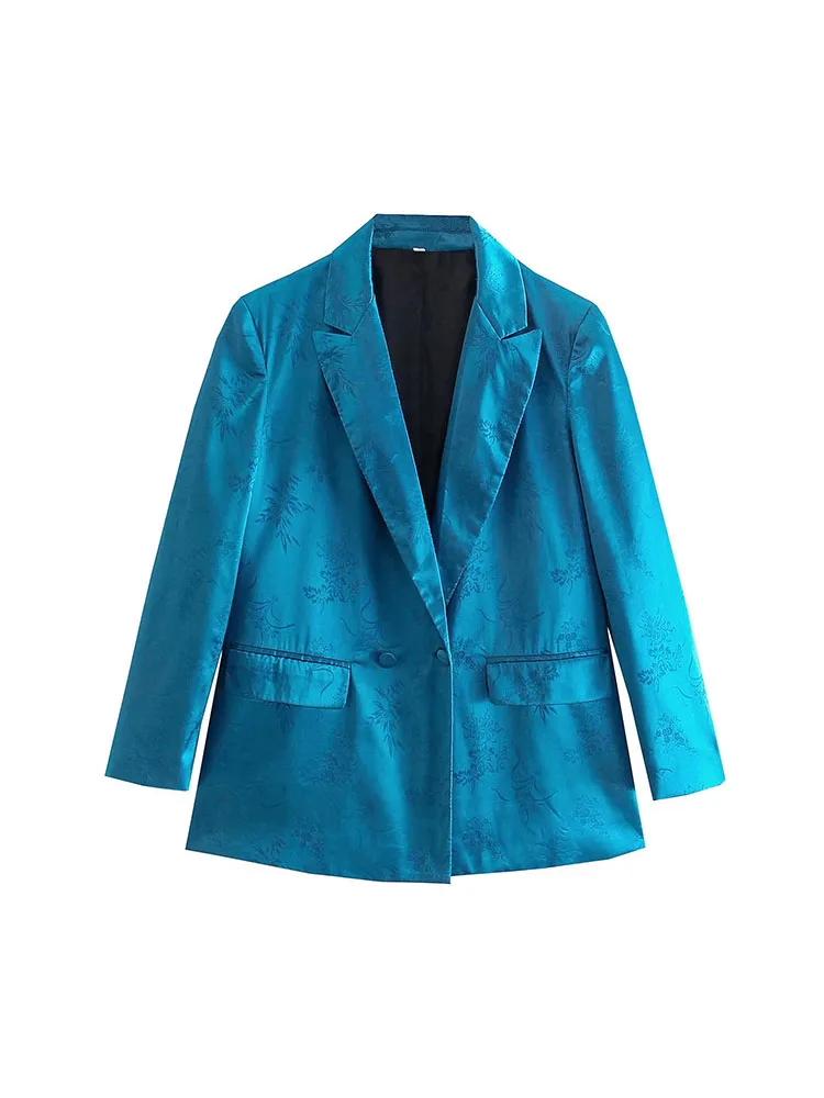 

BM&MD&ZA Women 2022 New Fashion Plum orchid, bamboo and chrysanthemum Jacquard recreational Blazer Coat Female Outerwear Chic