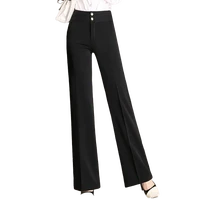 new womens office wide leg pants slim formal suits pants casual straight black trousers female plus size s 4xl