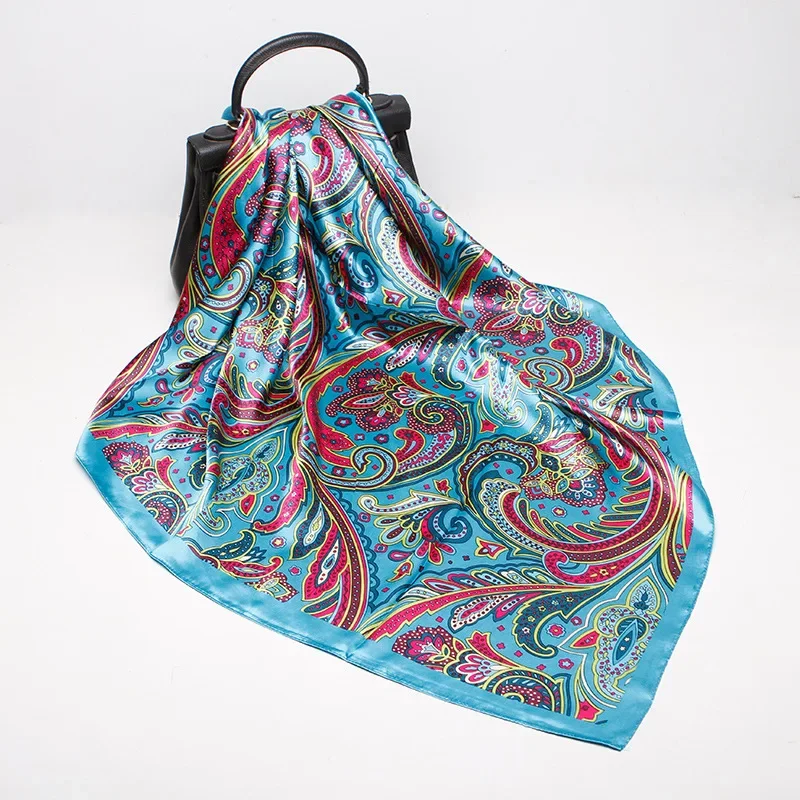 Женский атласный шарф из искусственного шёлка 90x90 см