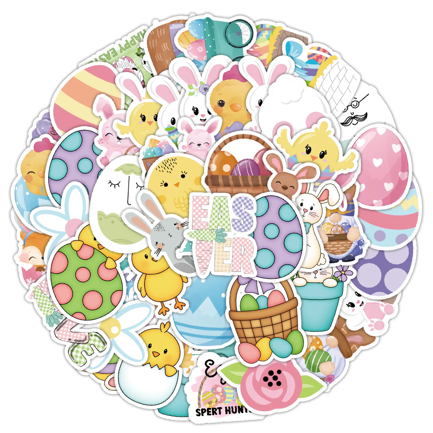 

50pcs Cartoon Cute Easter Graffiti Car Mobile Phone Notebook Decoration Waterproof Creative Handbook Sticker