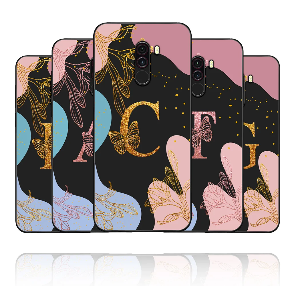 Чехол для Pocophone F1, Мягкий Силиконовый Модный чехол с бабочками, цветами и буквами для Xiaomi PocophoneF1 f1, чехол