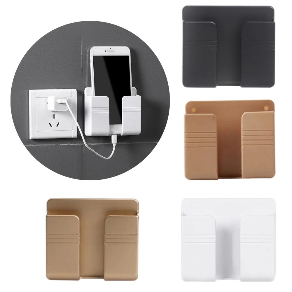 

1/2pcs Cell Phones Support Rack Shelf Wall Mounted Mobile Phone Charging Organizer Storage Box Holder Stand Socket Bracket