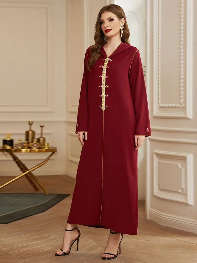 

Red Kaftans For Women Abaya Dubai Turkey Islam Muslim Hijab Modest Dress Djellaba Robe Longue Femme Musulmane Caftan Vestidos