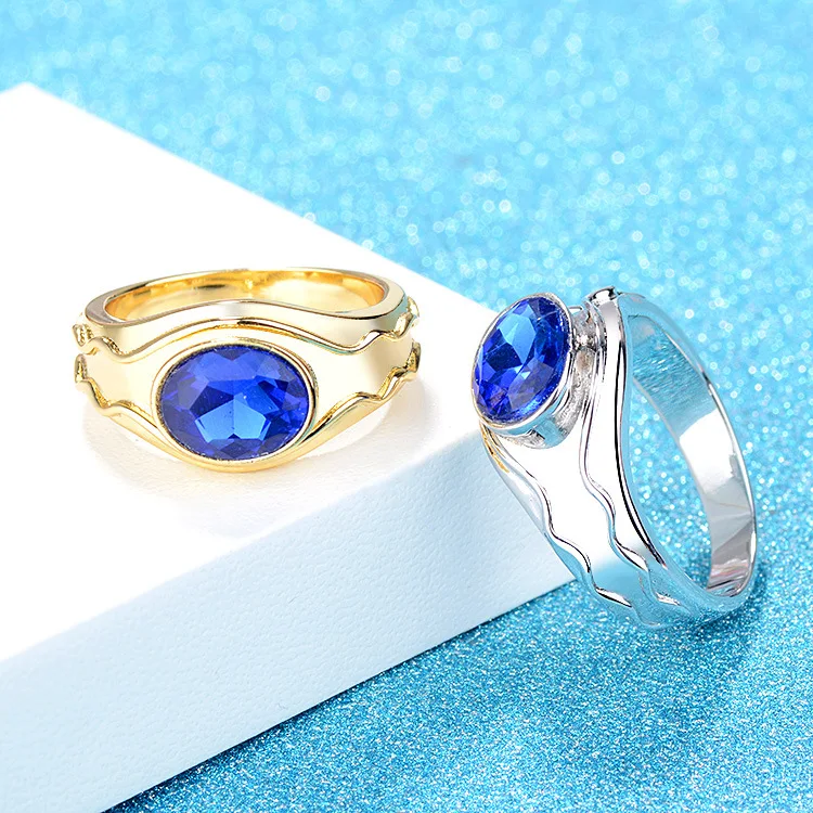 

Men's ring with platinum-plated gold artificial gems