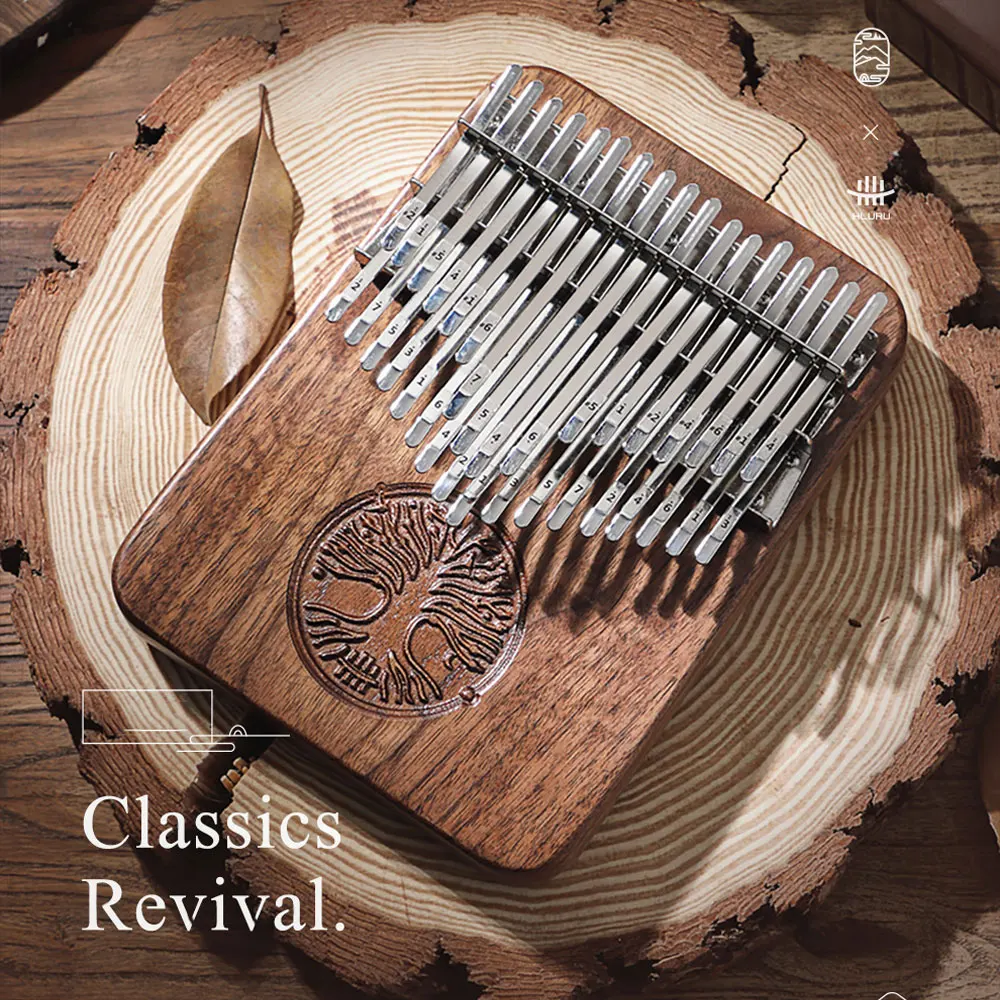 

21/34 Key Kalimba Black Walnut Curly Figure Keyboard Thumb Piano Chamfer Calimba Musical Instruments Keyboard Instruments