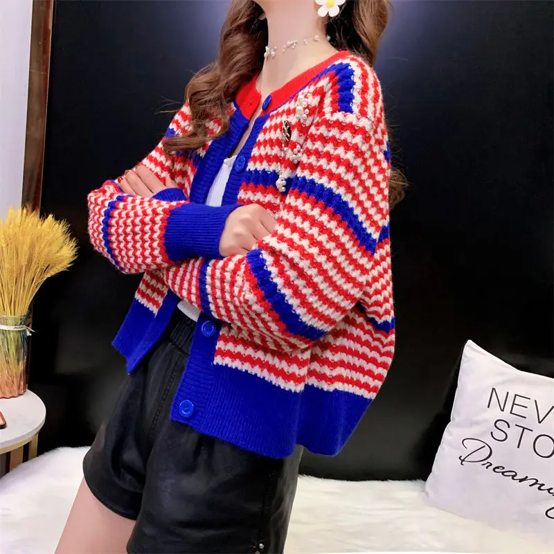 Женский кардиган свитер новинка 2022 в клетку женский небольшой очаровательный