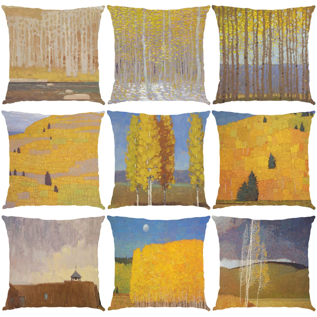 

Vintage Autumn Tree Landscape Pillow Case Sofa Couch Cushion Waist Home Decor